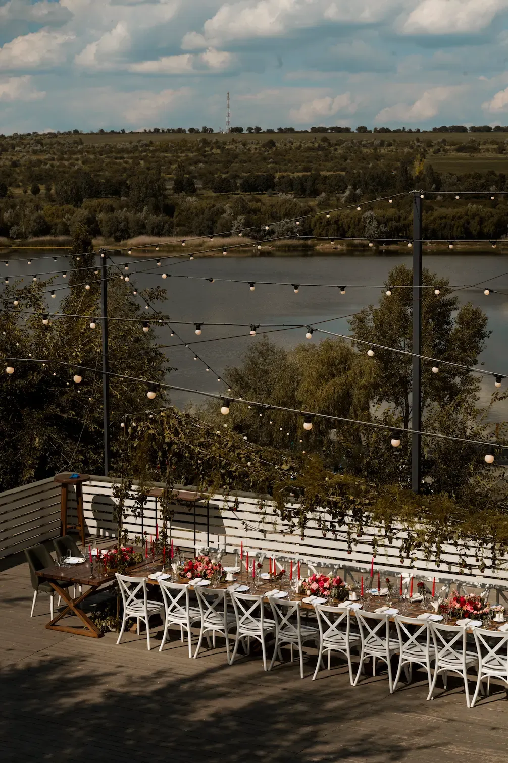 Party setup with decorations and equipment